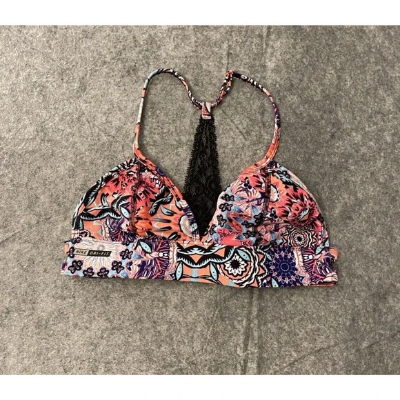 Nike Dri Fit Sports Bra Size XS-S Floral Lace Racer Back Hurley Collaboration - Picture 1 of 5